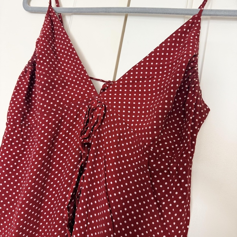 Forever 21 Dress Womens Large Red Polka Dot Maxi Spaghetti Strap Sundress Boho
